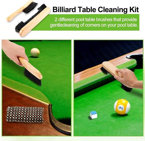 5 Set Billiards Pool Table Rail Brush Cleaning Tools Pool Table Brush Set with 8 Pool Cue Chalk Cubes Cloth 8 Slip on Pool Cue Tip for Wooden Kit of Billiard Accessories in Saudi Arabia
