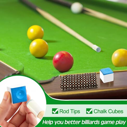 5 Set Billiards Pool Table Rail Brush Cleaning Tools Pool Table Brush Set with 8 Pool Cue Chalk Cubes Cloth 8 Slip on Pool Cue Tip for Wooden Kit of Billiard Accessories in Saudi Arabia