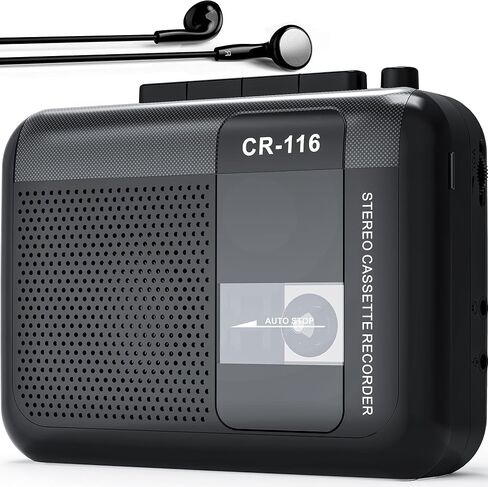 Stereo Cassette Player-Walkman Tape Recorder with Built-in Mic External Clear Speakers, 2AA Battery or USB Power Supply in Saudi Arabia