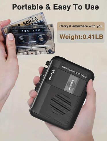 Stereo Cassette Player-Walkman Tape Recorder with Built-in Mic External Clear Speakers, 2AA Battery or USB Power Supply in Saudi Arabia