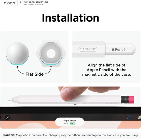 حافظة أقلام Elago الكلاسيكية متوافقة مع غطاء غطاء الجيل الثاني من Apple Pencil، تصميم كلاسيكي، متوافقة مع الشحن المغناطيسي والنقر المزدوج (يجب قراءة تعليمات التثبيت) [أصفر] in Kuwait