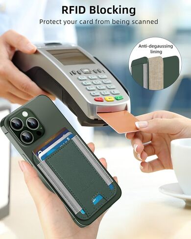 HiWe for MagSafe Wallet, 7 Cards Holder, RFID Blocking, Stronger Magnets | Magnetic Wallet for iPhone 17/16/15/14/13/12 Series, Minimalist Slim, 1 Slot, Black & Black in Kuwait