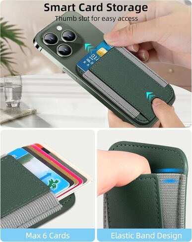 HiWe for MagSafe Wallet, 7 Cards Holder, RFID Blocking, Stronger Magnets | Magnetic Wallet for iPhone 17/16/15/14/13/12 Series, Minimalist Slim, 1 Slot, Black & Black in Kuwait