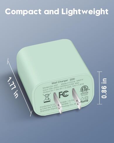 iPhone 17e/17/16e/16 Charger Fast Charging, 2 Pack 20W USB C Charger Block in Kuwait