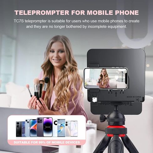 LENSGO 9.7 بوصة Teleprompter للكاميرا iPad Tablet الهاتف الذكي مع جهاز تحكم عن بعد، تطبيق متوافق مع نظام iOS وAndroid للتدريس عبر الإنترنت Vlogger Live Streaming Interview، يمكن طيه في ثانية واحدة in Kuwait