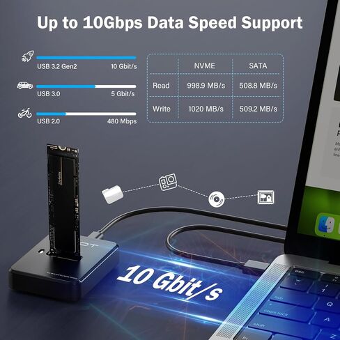 M.2 NVMe SATA to USB C Dock 10Gbps SSD Reader M2 External Adapter in Kuwait