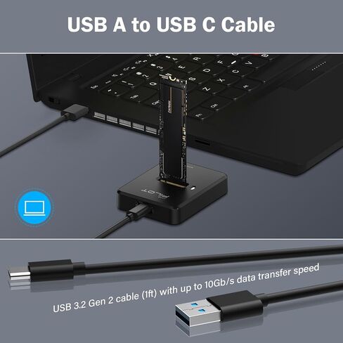 M.2 NVMe SATA to USB C Dock 10Gbps SSD Reader M2 External Adapter in Kuwait
