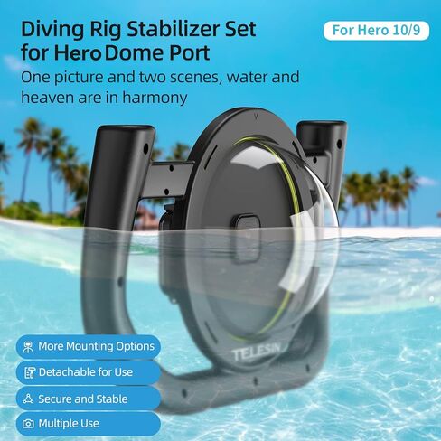 TELESIN 6''Dome Port Camera Lens غطاء شفاف لـ GoPro Hero 7 Black، Hero 6 Hero 5 Black Hero 2018، مع غطاء مبيت مقاوم للماء مسدس الزناد قبضة اليد العائمة، ملحقات الغوص تحت الماء in Kuwait
