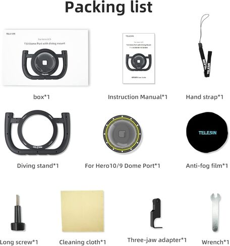 TELESIN 6''Dome Port Camera Lens غطاء شفاف لـ GoPro Hero 7 Black، Hero 6 Hero 5 Black Hero 2018، مع غطاء مبيت مقاوم للماء مسدس الزناد قبضة اليد العائمة، ملحقات الغوص تحت الماء in Kuwait