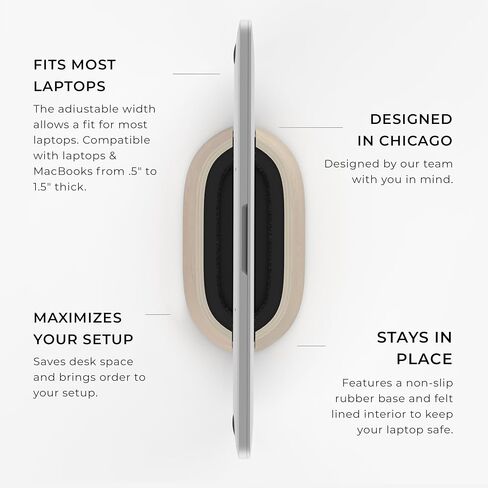 HumanCentric Vertical Laptop Stand in Black Walnut Wood, Adjustable | Upright Adjustable Holder & Dock, Fits MacBook Pro & Laptops .5" to 1.5", Clamshell Compatible, Laptop Vertical Stand in Kuwait
