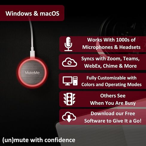 MuteMe - Illuminated Capacitive Touch Mute Button for Zoom, Teams, Google Meet & More (As Seen on Shark Tank)! Free Windows / Mac Software Required To Use MuteMe. in Kuwait