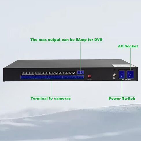 DC 16 Channel VBR CCTV 12V 20A Distributed Power Supply Rack Mount, PTC Reset Fuse,（UPS） Uninterruptible Power Supply System Function，Adjustable Output Voltage，for Security Cameras, DVR，NVR in Kuwait