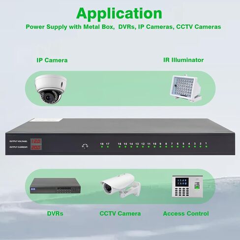 DC 16 Channel VBR CCTV 12V 20A Distributed Power Supply Rack Mount, PTC Reset Fuse,（UPS） Uninterruptible Power Supply System Function，Adjustable Output Voltage，for Security Cameras, DVR，NVR in Kuwait