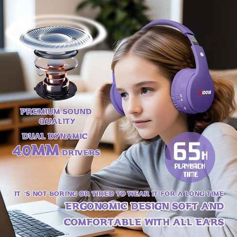 Kids Bluetooth Headphones Wireless Over-Ear,68Hrs,Volume Limit 85/94dB Blue in Kuwait