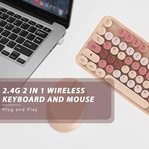 Wireless Keyboard Mouse Combo, 104 Keys Cute White Keyboard with Number Pad & Mouse for Windows, Computer, PC, Notebook, Laptop (White) in Saudi Arabia