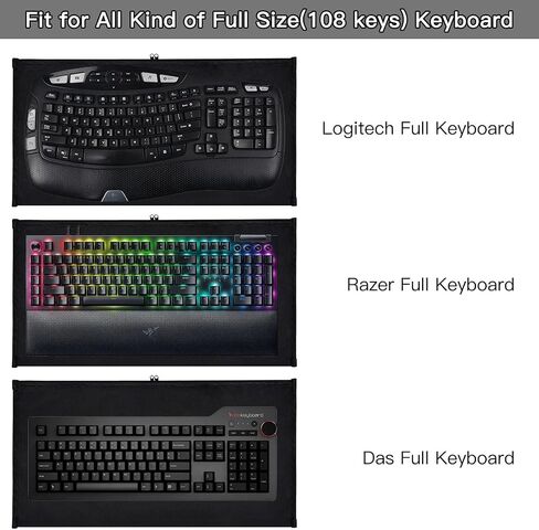 غطاء حقيبة لوحة المفاتيح للوحة المفاتيح العالمية، Logitech/Razer/Das/Havit/Apple Magic، غطاء غبار للوحة المفاتيح اللاسلكية/السلكية/كمبيوتر الألعاب - أسود in Saudi Arabia