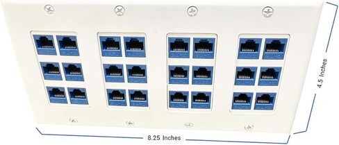 DIYTECH 24 Port Ethernet Wall Plate, Cat6 RJ45 Keystone, 4 Gang - White in Kuwait