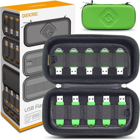 USB Flash Drives Case Organizer Fits 20 Thumb Drives USB Sticks Holder Hard Shell Storage Case Portable Box Travel Carrying Pouch in Kuwait