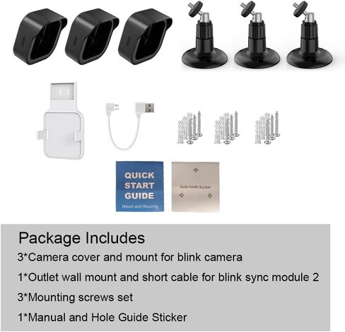 Blink Outdoor Camera Mount for Blink Outdoor 4/2K+/3rd Gen (3 Pack, Black) | 360° Adjustable, Weather-Resistant, Wall Mount Bracket with Blink Sync Module Mount, for Blink Outdoor Camera Security System in Saudi Arabia