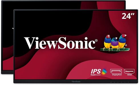 شاشات فيوسونيك VA2456-MHD_H2 مزدوجة الرأس فقط 1080 بيكسل IPS مع حواف رفيعة للغاية، HDMI، منفذ DisplayPort وVGA للمنزل والمكتب، أسود in Kuwait