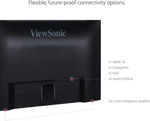 شاشات فيوسونيك VA2456-MHD_H2 مزدوجة الرأس فقط 1080 بيكسل IPS مع حواف رفيعة للغاية، HDMI، منفذ DisplayPort وVGA للمنزل والمكتب، أسود in Kuwait