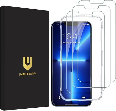 UNBREAKcable Screen Protector for iPhone 14/13/13 Pro [2-Pack] Double Shatterproof Tempered Glass [Easy Installation Frame] [9H Hardness] [99.99% HD Clear] [Bubble Free] for Apple 14/13/13 Pro 6.1'' in Saudi Arabia