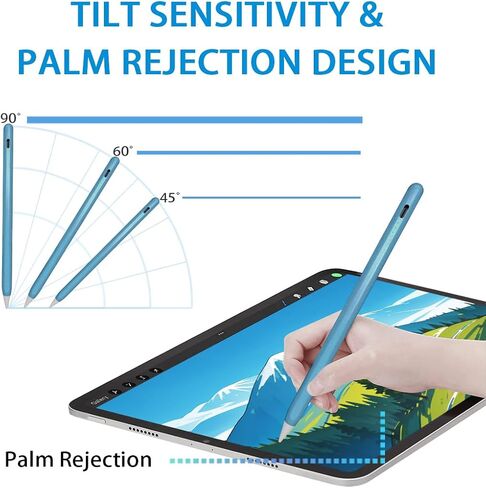 قلم ستايلس لجهاز Apple iPad - قلم iPad مع رفض راحة اليد وحساس للإمالة متوافق مع 2018-2022 iPad 10th 9th 8th 7th 6th iPad Pro 11/12.9 بوصة iPad Air 5th 4th 3rd iPad Mini الجيل السادس 5th in Kuwait