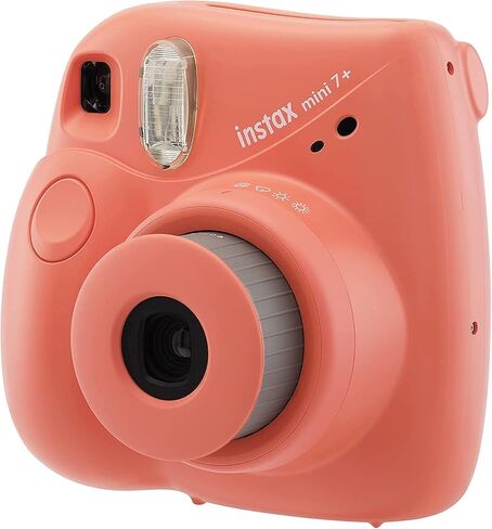 Fujifilm Instax Mini 7+ Camera, Easy to Operate, Portable, Handy Selfie Mirror, Polaroid Camera, Perfect for Beginners and Experts, Sleek and Stylish Design - Coral (Renewed) in Saudi Arabia