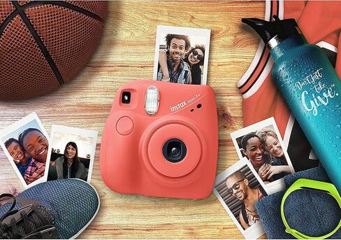 Fujifilm Instax Mini 7+ Camera, Easy to Operate, Portable, Handy Selfie Mirror, Polaroid Camera, Perfect for Beginners and Experts, Sleek and Stylish Design - Coral (Renewed) in Saudi Arabia