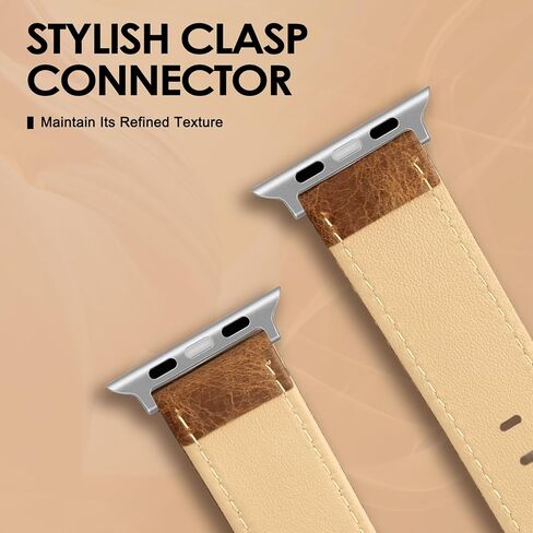 EDIMENS Leather Bands Compatible with Apple Watch 46mm 45mm 44mm 42mm(Series 1 2 3) Band Men Women, Vintage Genuine Leather Wristband Replacement Band Compatible for Apple Watch iwatch Series 10 9 8 7 6 5 4 SE in Kuwait