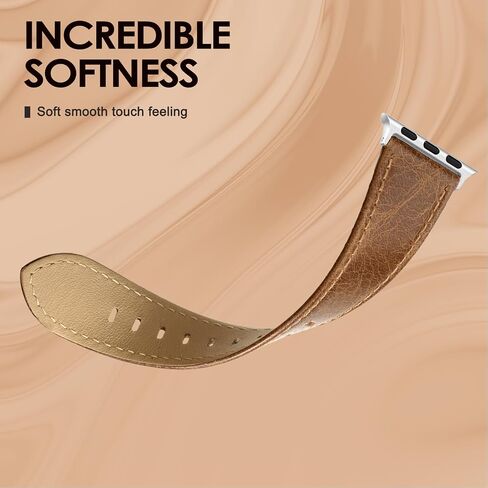 EDIMENS Leather Bands Compatible with Apple Watch 46mm 45mm 44mm 42mm(Series 1 2 3) Band Men Women, Vintage Genuine Leather Wristband Replacement Band Compatible for Apple Watch iwatch Series 10 9 8 7 6 5 4 SE in Kuwait
