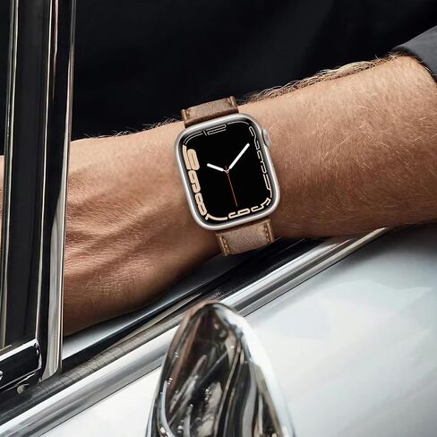 EDIMENS Leather Bands Compatible with Apple Watch 46mm 45mm 44mm 42mm(Series 1 2 3) Band Men Women, Vintage Genuine Leather Wristband Replacement Band Compatible for Apple Watch iwatch Series 10 9 8 7 6 5 4 SE in Kuwait