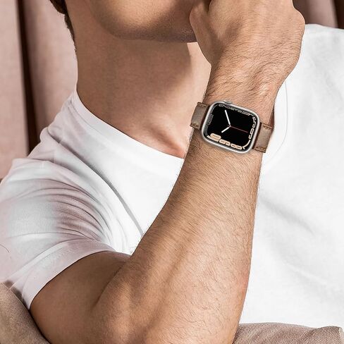 EDIMENS Leather Bands Compatible with Apple Watch 46mm 45mm 44mm 42mm(Series 1 2 3) Band Men Women, Vintage Genuine Leather Wristband Replacement Band Compatible for Apple Watch iwatch Series 10 9 8 7 6 5 4 SE in Kuwait