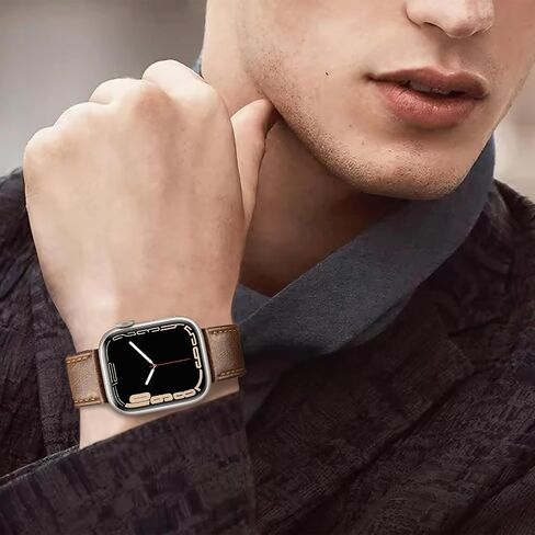 EDIMENS Leather Bands Compatible with Apple Watch 46mm 45mm 44mm 42mm(Series 1 2 3) Band Men Women, Vintage Genuine Leather Wristband Replacement Band Compatible for Apple Watch iwatch Series 10 9 8 7 6 5 4 SE in Kuwait