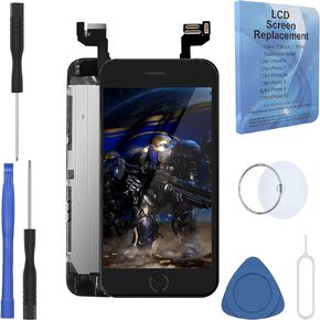 for iPhone 6s 4.7 Inch Digitizer Display LCD Screen Replacement Full Assembly with Home Button Front Camera Facing Proximity Sensor Earpiece Speaker Repair Tools Kit Black
