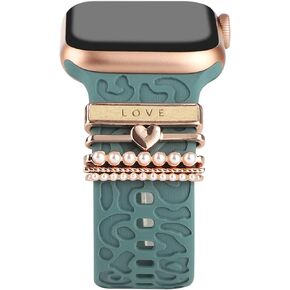 Decorative Rings Loops Compatible with Apple Watch Silicone Bands Charms 49mm 45mm 44mm 42mm 41mm 40mm 38mm iWatch Series 9 8 7 SE 6 5 4 3 2 1 Watchband Metal Diamond Charms Accessories (No Band)