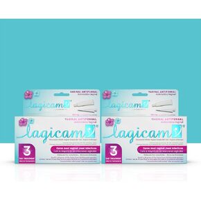 Lagicam Vaginal Yeast Infection, Antifungal 3 Day Miconazole Nitrate Treatment Cream, Relief for Itching, Burning, Odor and Discharge, 3 Applicators (Pack of 2)