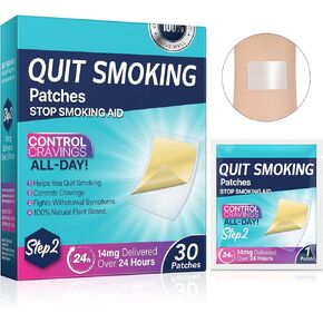 21mg Quit Smoking Patches, Step 1 Stop Smoking Aids Patches, 30 Count Quit Smoking Stickers That Work with 2 Weeks, Delivered Over 24 Hours Transdermal System, Easy & Effective Anti-Stickers