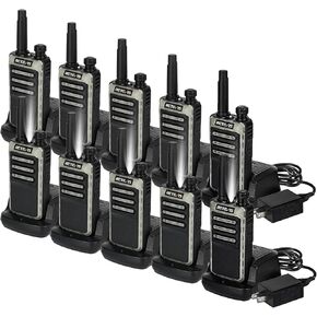 Retevis RB66 Fast Charging Two Way Radios, Portable 2 Way Radio with Earpiece, Remote Alarm, USB-C Charging Base, Small Walkie Talkies for Adults School Church Restaurant(10 Pack)
