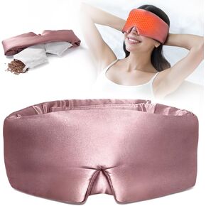 LitBear Silk Sleep Mask, 100% Mulberry Silk 22 Momme Sleeping Mask, Warm Compress Eye Mask for Relax, Adjustable Weighted Eye Mask Sleep for Women Men, Light Blocking Eye Cover for Flight Nap