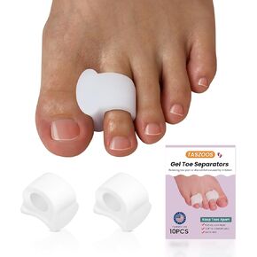 فواصل جل لأصابع القدم - (10 قطع) فواصل لأصابع القدم مع خلاصة الصبار، مصحح أصابع القدم لأصابع القدم الملتفة والمتداخلة والأورام والبثور (حجم متوسط، أبيض) in Kuwait