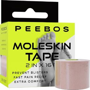 Moleskin Tape - 2in x 16ft - Blister Prevention Tape, Foot Padding Tape | Water Resistant & Hypoallergenic | Thin Mole Skin Padding & Athletic Tape for Running, Hiking, Walking - Single Roll in Saudi Arabia