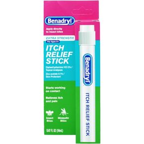 Benadryl Extra Strength Itch Relief Stick, Diphenhydramine HCL Topical Analgesic & Zinc Acetate to Relieve Skin Itching & Pain Associated with Insect Bites, Sunburn & More, 0.47 fl. oz