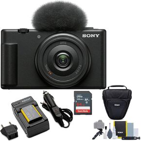 Sony ZV-1F Vlog Camera for Content Creators and Vloggers (White) Bundle with Holster Camera Case and Accessory Bundle, Photo Video Art Suite, 64GB Memory Card and Lithium-Ion Battery Pack (5 Items)