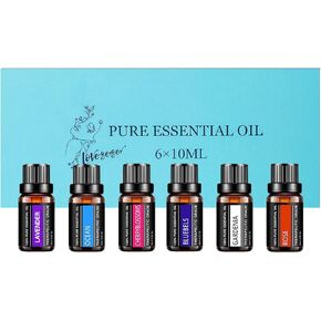 Essential Oils Set - 100% Pure Oils Kit Top 6 Aromatherapy Oils for Home, Air Freshening, Diffuser Scents, and Humidifiers - 6x10ML (Lavender, Ocean, Cherry Blossoms, Bluebells, Gardenia, Rose)
