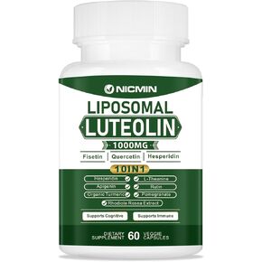 1000MG Liposomal Luteolin, Maximum Absorption, Potent Luteolin Supplement 60 Capsules