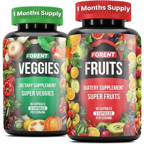 Fruits and Veggies Supplement 90 Each Super Fruits and Vegetable Capsules - High Lycopene Vitamins & Minerals Supports Energy Levels and Immune Boster -Made in The USA