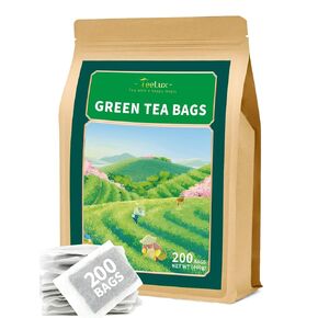 TeeLux Green Tea Bags, Natural Pure Green Tea, Super Antioxidant, Caffeinated, 100 Count Tea Bags to Support Overall Health