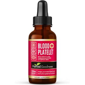 Herbal Goodness Papaya Leaf Blood Platelet Liquid Supplement - Liquid Tincture 1oz - Natural Blood Platelet Boost & Immune Support, Bone Marrow - Blood Cleanse Formula - Made in USA