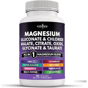 Magnesium Supplement - Manganese Glycinate Citrate Malate Oxide Taurate Aspartate Gluconate Orotate & Mag ChlorideBone Health and Bone Strength, Joint Support- 180 Count